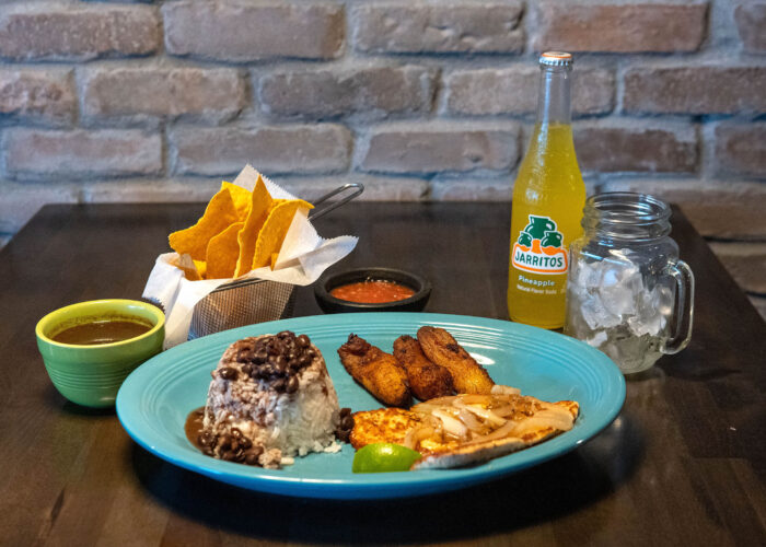 Pechuga De Pollo With Rice, Plantains and Jarritos