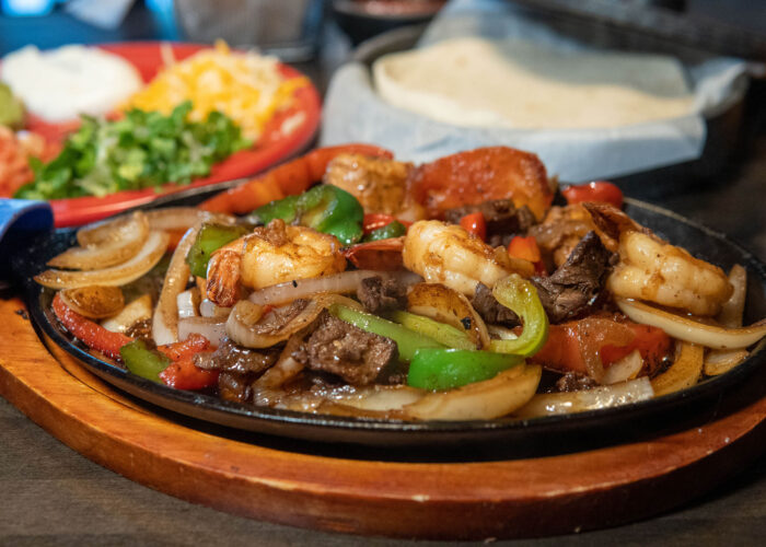 Shrimp And Beef Fajitas Closeup